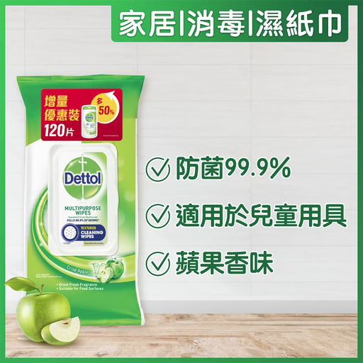 DETTOL ANTIBACTERIAL WIPES-GREEN APPLE